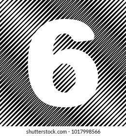 Number 6 sign design template element. Vector. Icon. Hole in moire background.