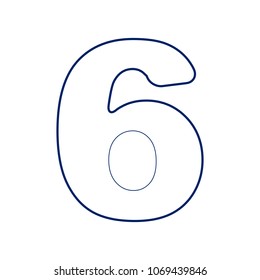 Number 6 sign design template element. Vector. Flat style black icon on white.