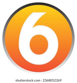 Number 6 sign design template element. Vector. Orange gradient icon on white paper at white background.
