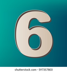 Number 6 sign design template element. Vector. Icon printed at 3d on sea color background.