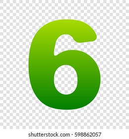 Number 6 sign design template element. Vector. Green gradient icon on transparent background.