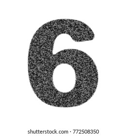 Number 6 sign design template element. Vector. Black icon from many ovelapping circles with random opacity on white background. Noisy. Isolated.