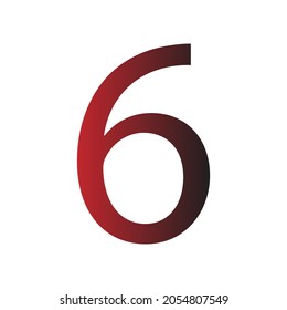 NUMBER 6 SIMPLE CLIP ART GRADIENT COLOUR VECTOR ILLUSTRATION