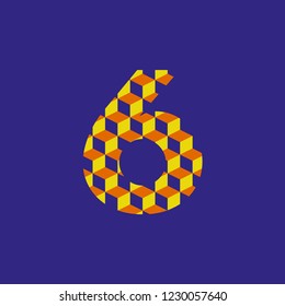 number 6 six built with modules that form an editable vector texture