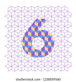 number 6 six built with modules that form a texture, childish decoration editable vector