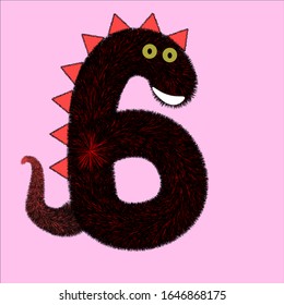
Number 6 (six). In the form of a dinosaur for children. Can be used for birthday.