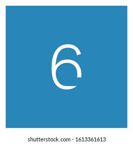 number 6 six icon without serifs in white