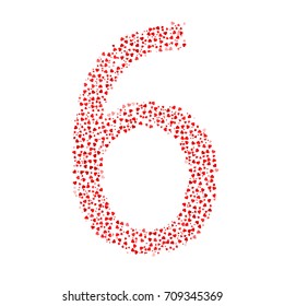 Number  6, six. Made Of Red Hearts