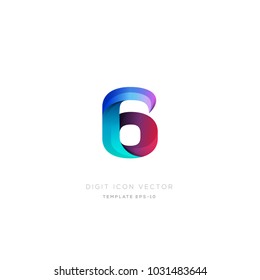 Number 6 six multi colour digit icon vector template.
