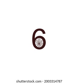 Number 6  with spider web icon design template vector illustration