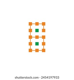 número 6 cuadrados conectados símbolo de logotipo de Vector simple
