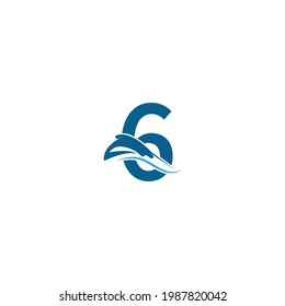 Number 6 with stingray icon logo template illustration vector