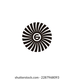 Number 6 in sun, ribbon geometric symbol simple logo vector