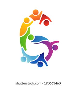 Number 6 Teamwork . Vector concept for community, social people