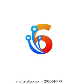 Number 6 Technology Logo Design Template Element
