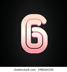 number 6 text effect design vector, Can be used for Logo.