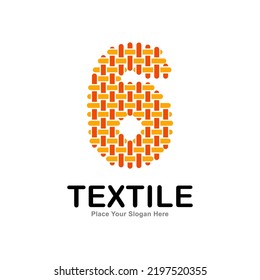 Number 6 textile pattern and sewing logo vector design. Suitable for business, textile fabric, initial name, fashion, knitting, and poster
