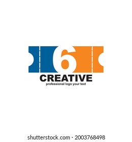 Number 6 Ticket logo design concept vector
