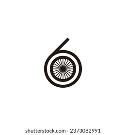 Number 6 tires geometric symbol simple logo vector