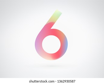 Number 6 vector design font alphabet with Modern dynamic playful flat design and brilliant smooth gradient color. Unique elements for your best design ; logo, font, corporate identity, application 