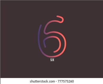 Number 6 vector font alphabet, modern dynamic flat design with brilliant colorful gradient smooth color for your unique elements design ; logo, corporate identity,  application, creative poster & more