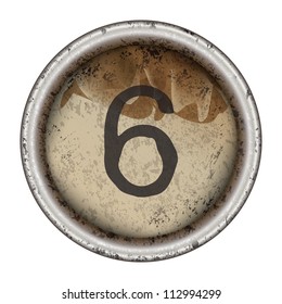 Number 6 vector grunge typewriter key