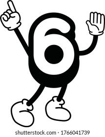 Number 6 Vector, icon, doodle