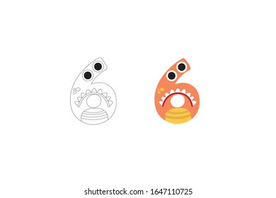 Number 6 Vector Icon Illustration Bundle