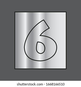 Number 6 vector icon in silver background. For your web site design, logo, app, UI. Eps 10 vector illustration.