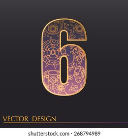 Number 6 with vintage effect