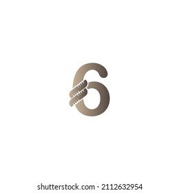 Number 6 wrapped in rope icon logo design illustration vector