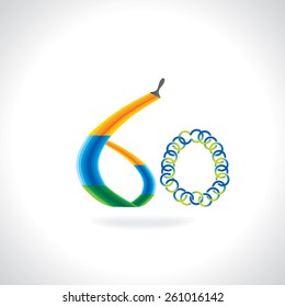 number 60 created by painting brush and circles