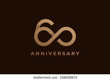 Number 60 Logo, Number 60 with infinity icon combination, can be used for birthday and business logo templates, flat design logo, vector illustration