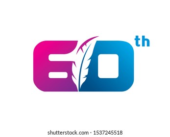 Number 60 logo or symbol template design