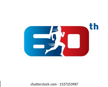 Number 60 logo or symbol template design