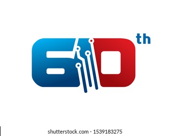 Number 60 logo or symbol template design