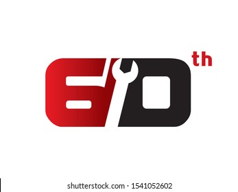 Number 60 logo or symbol template design
