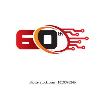 Number 60 logo or symbol template design