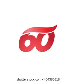 number 60 swoosh design template logo red