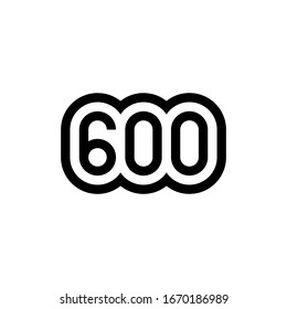 Number 600 vector icon design. Vector illustration.