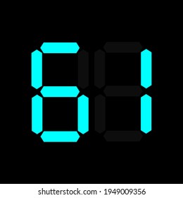 number 61 blue digital on black.