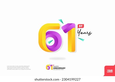 Number 61 logo icon design, 61st birthday logo number, anniversary 61