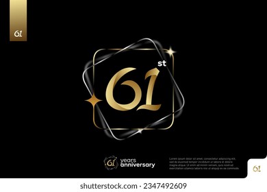 Diseño del icono del logo número 61, número del logotipo de cumpleaños número 61, aniversario 61
