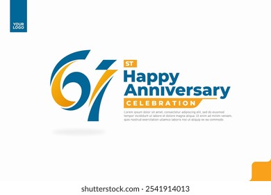 Nummer 61 Logo-Icon-Design, 61. Geburtstag Logo-Nummer, Jubiläum 61