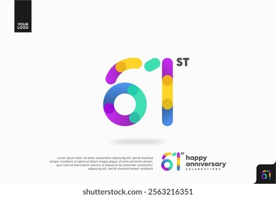 Number 61 logo icon design, 61st birthday logo number, anniversary 61