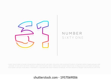 Number 61 sixty one logo icon design, vector template