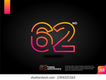 Number 62 logo icon design, 62nd birthday logo number, anniversary 62