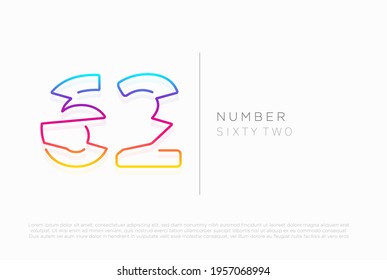 Number 62 sixty two logo icon design, vector template