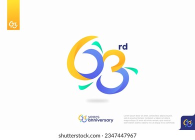 Diseño del icono del logo número 63, número del logotipo de cumpleaños número 63, aniversario 63
