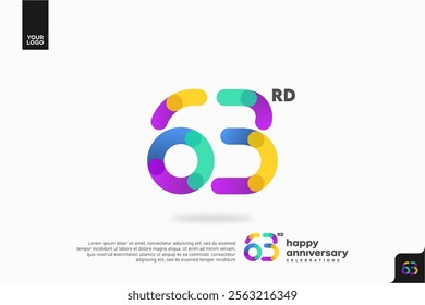 Number 63 logo icon design, 63rd birthday logo number, anniversary 63